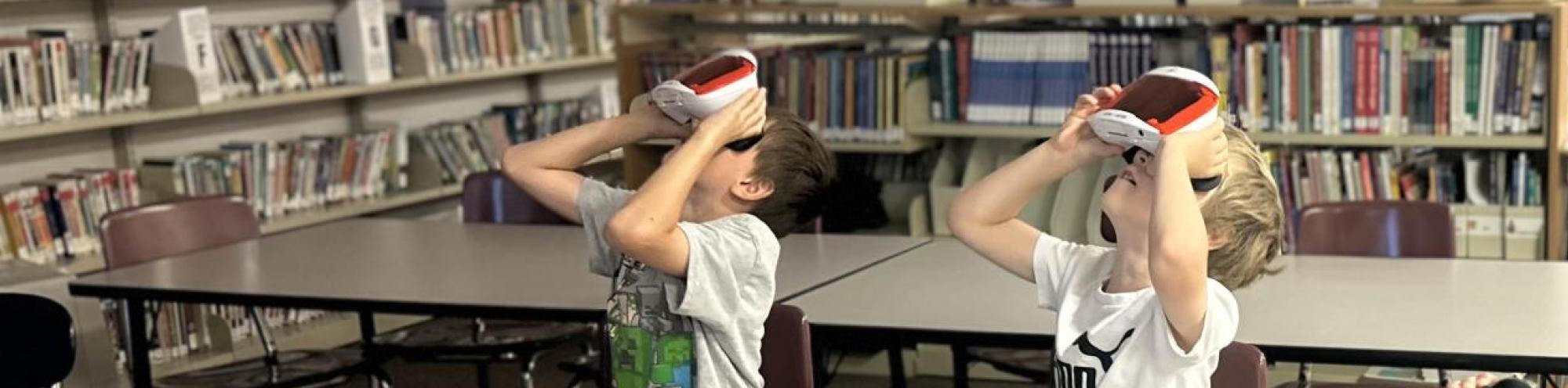 Students doing VR