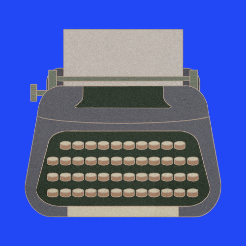typewriter blue background